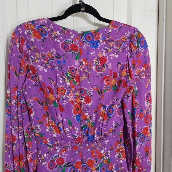 Saloni Womens Dress Eve Mini Button Lilac Pimpernel Purple Floral Prairie Size 2 - Picture 6 of 16
